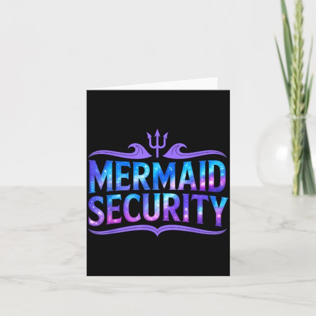 Mermaid Security Funny Dad Father Daughter Birthda Kort (Framsida)