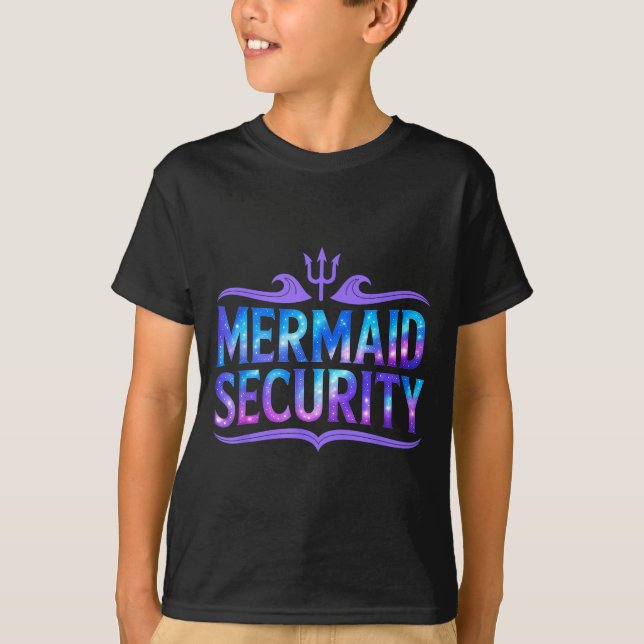Mermaid Security Funny Dad Father Daughter Birthda T Shirt (Framsida)