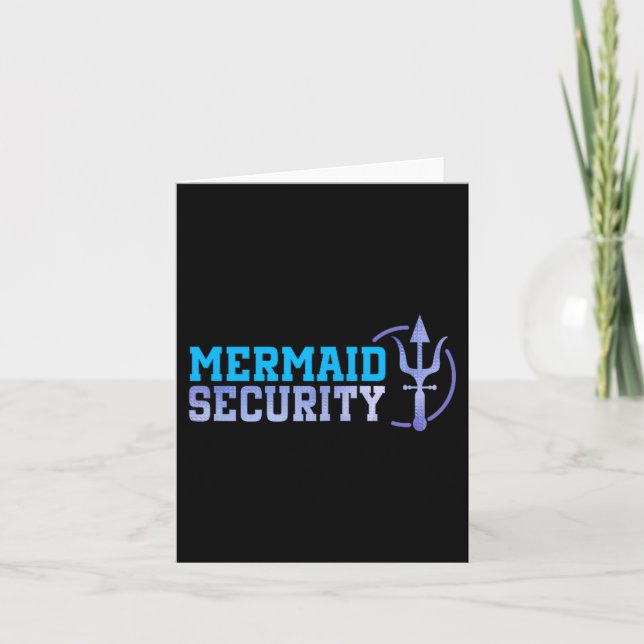 Mermaid Security Halloween Costume Dad Men Boy  Kort (Framsida)