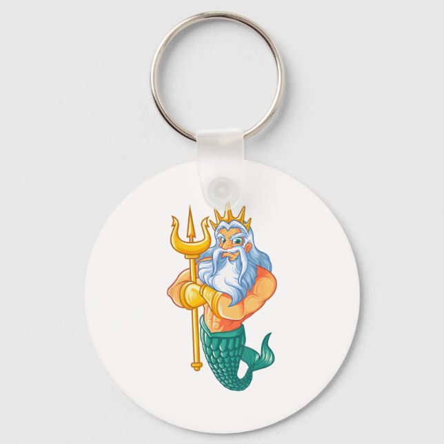 Mermaid Security Shirt _ Funny Merman Swimming Gif Nyckelring (Framsida)