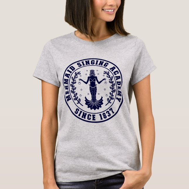 Mermaid Singing Academy (Mono) T Shirt (Framsida)