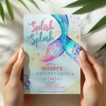 Mermaid Tail Glitter Splish Splash födelsedag