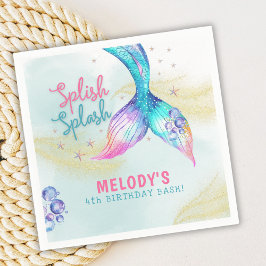 Mermaid Tail Glitter Splish Splash födelsedag Pappersservett