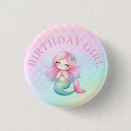 Mermaid Tail Teal Pink Girly Birthday Knapp
