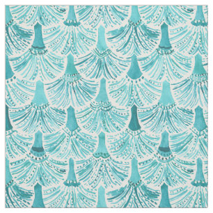 MERMAID TAILS Aqua Fish Scale Pattern Tyg