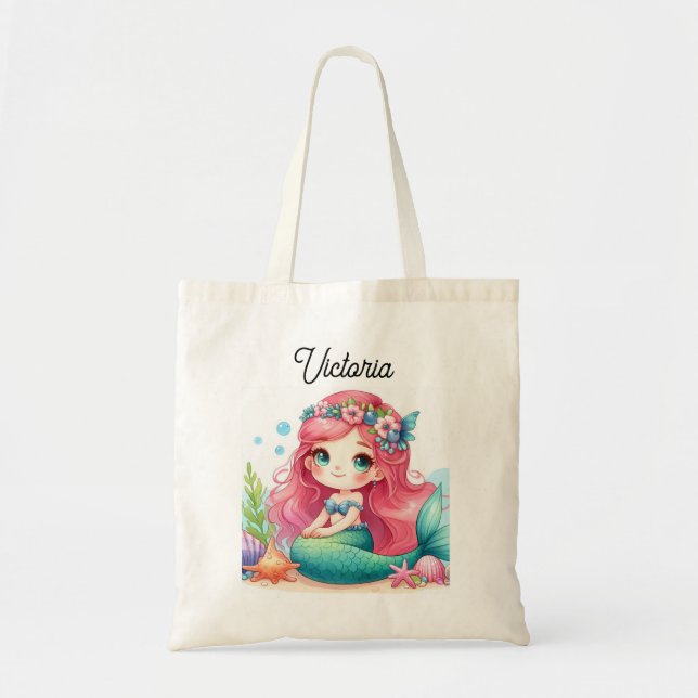 Mermaid Tote Bag Tygkasse (Framsidan)