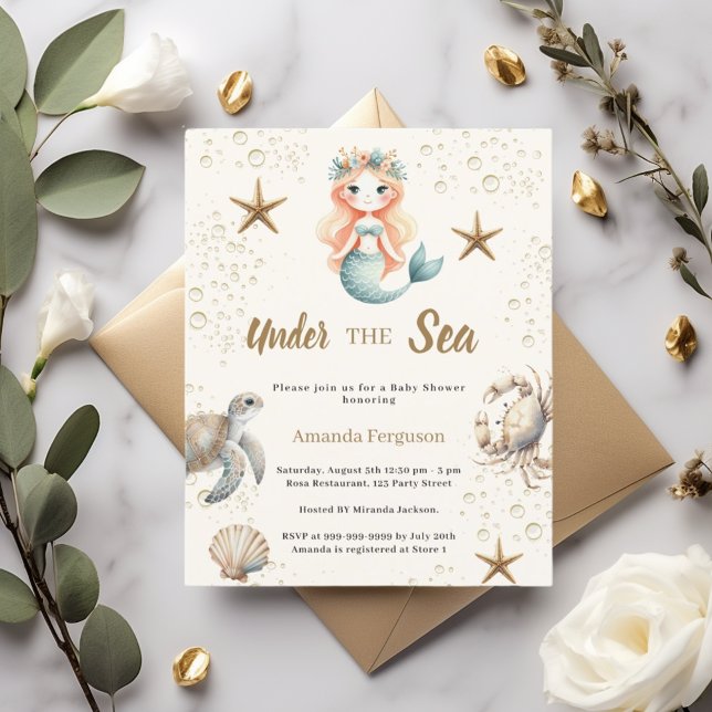 Mermaid Under the sea Baby Shower invitation (Skapare uppladdad)