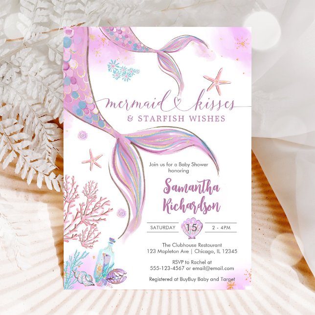 Mermaid Under The Sea Baby Shower Invitation Inbjudningar (Skapare uppladdad)