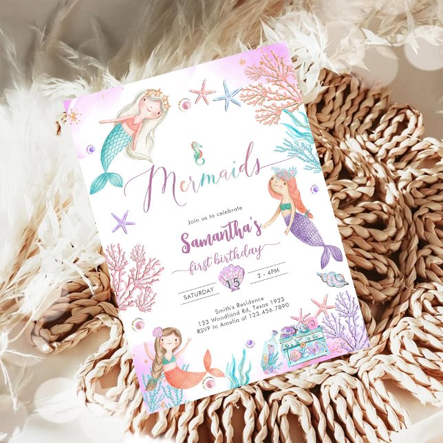 Mermaid Under The Sea Birthday Invitation Inbjudningar (Skapare uppladdad)