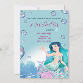 Mermaid Under The Sea Birthday Party Inbjudningar