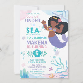 Mermaid Under the Sea cute birthday invitation Inbjudningar