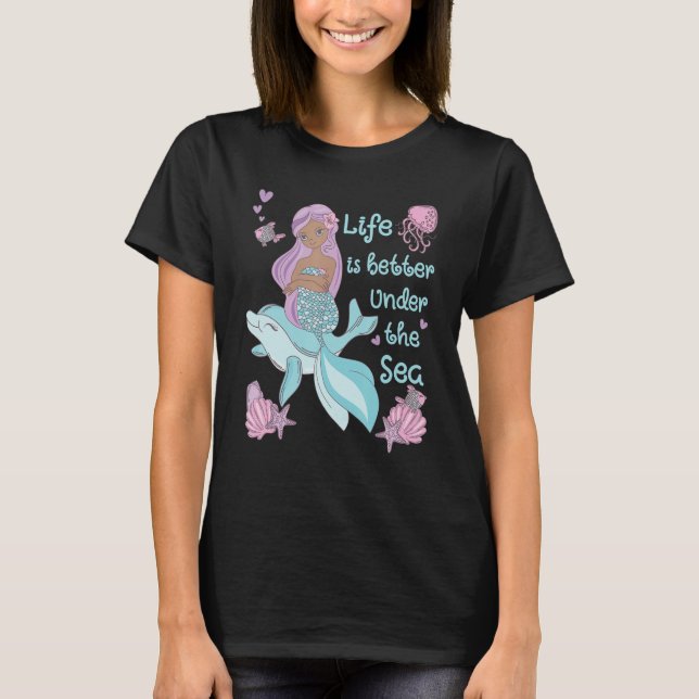 Mermaid  Under the Sea Cute Ocean Design T Shirt (Framsida)