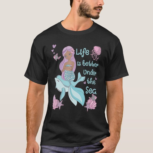 Mermaid  Under the Sea Cute Ocean Design T Shirt (Framsida)