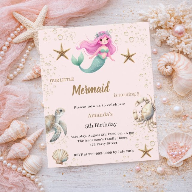 Mermaid Under the sea girl Birthday invitation (Skapare uppladdad)