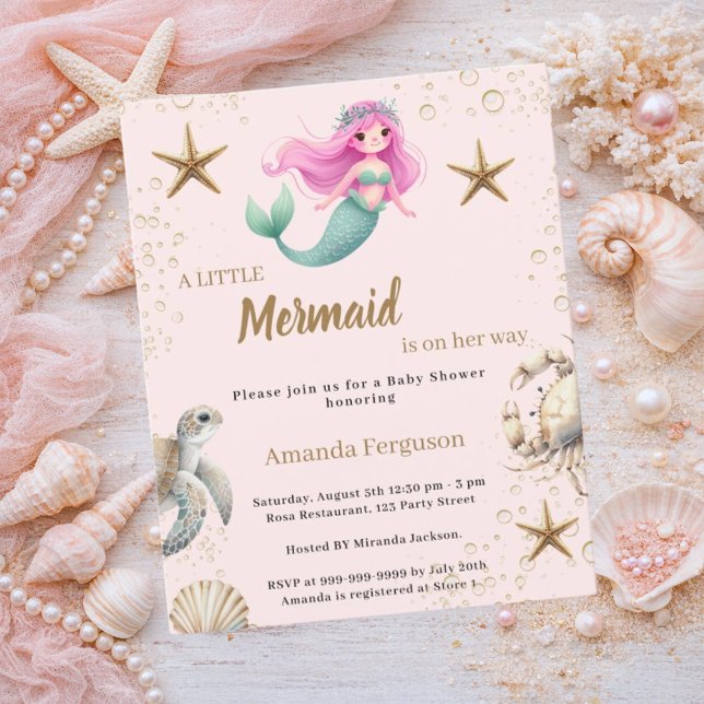 Mermaid Under the sea ocean Baby Shower invitation (Skapare uppladdad)