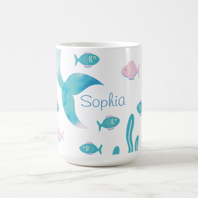 Mermaid Under the Sea Pastel Pink Blue  Kaffemugg (Center)