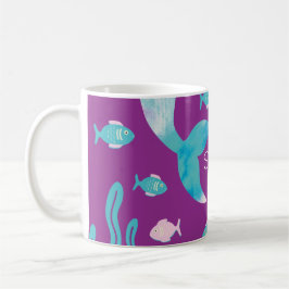 Mermaid Under the Sea Pastel Purple Kaffemugg