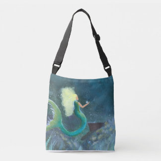 Mermaid with her pearl crossbody tote bag axelväska
