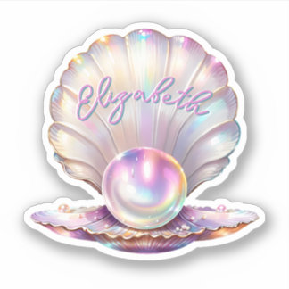Mermaidcore Pastel Iridescent Pearl Clamshell Klistermärken