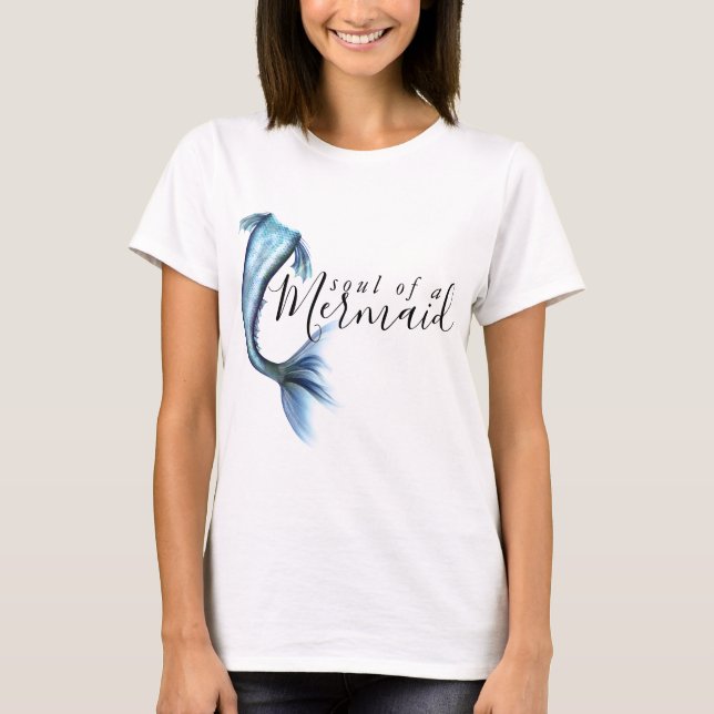 #MermaidLife Soul of a Sjöjungfru | Offertblått T Shirt (Framsida)