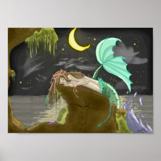 Mermaidmoonlight by Experimental Rainbows Poster