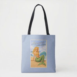 Mermaids Make Waves Retro Pin-Up Art Coastal Blue Tygkasse