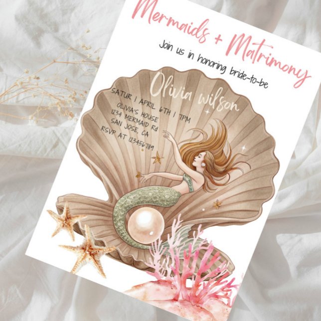 Mermaids + Matrimony Bridal Shower Party Inbjudningar (Skapare uppladdad)