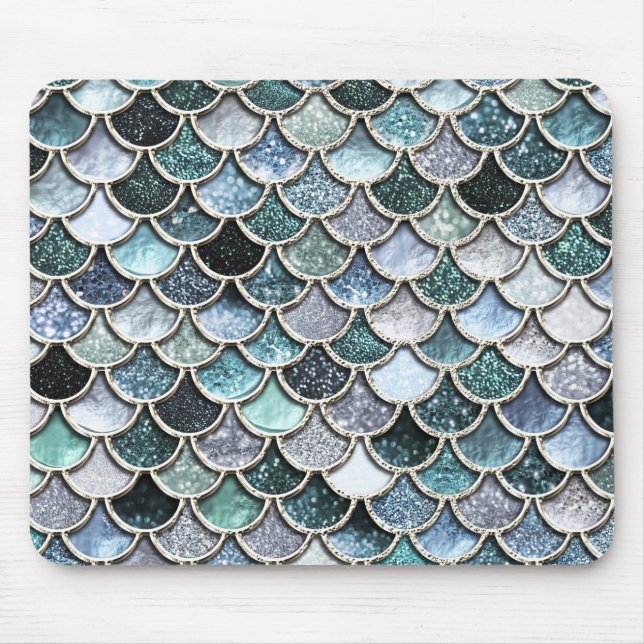 Mermaidscales Scales silver Metall Foil Glitter Musmatta (Framsidan)