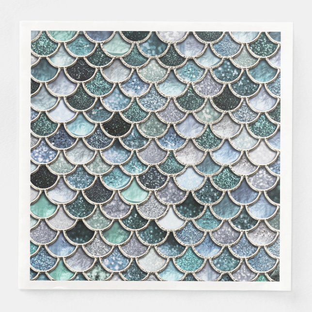 Mermaidscales Scales silver Metall Foil Glitter Pappersservett (Framsida)