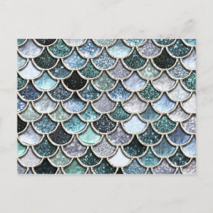 Mermaidscales Scales silver Metall Foil Glitter Vykort