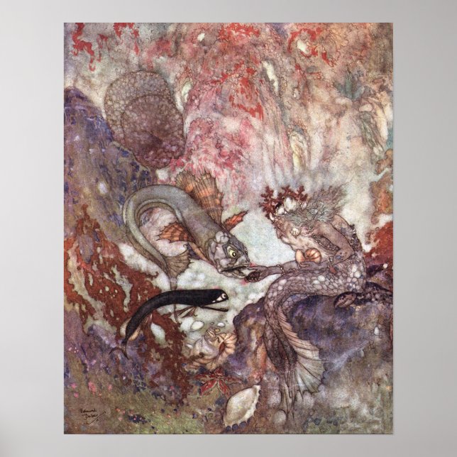 Merman Kung av Edmund Dulac Poster (Framsidan)