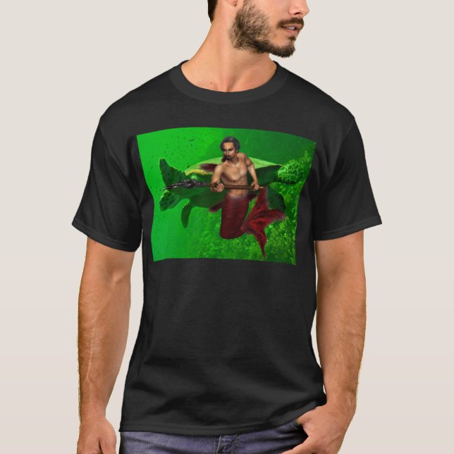 Merman med havssköldpaddamanar T-tröja T-shirt (Framsida)