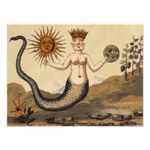 Merman med Sepia för tre ansikten Fototryck