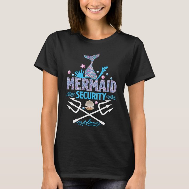Merman Mermaid Security  Lifeguard Swimmer Costume T Shirt (Framsida)