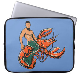 Merman Riding Lobster Laptop Fodral