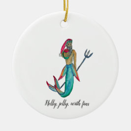Merman Santa Julgransprydnad Keramik