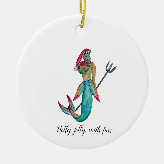 Merman Santa Julgransprydnad Keramik (Framsidan)