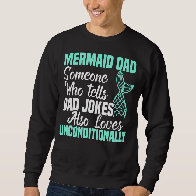 Merman Sjöjungfru Pappa Aquatic Creature Lång Ärmad Tröja (Framsida)