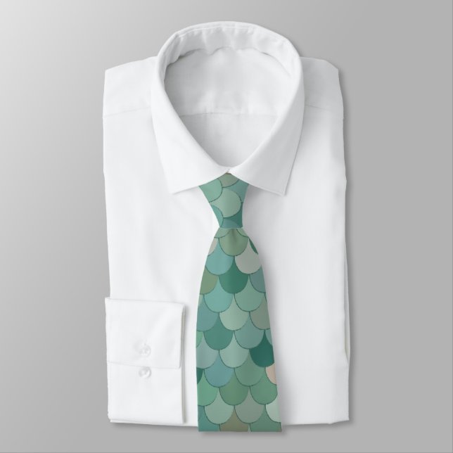 Merman Sjöjungfru Scales Blue Patterned Tie Slips (Bunden)
