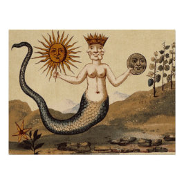 Merman Sol och Måne Symbol Perfekt Perfect Poster