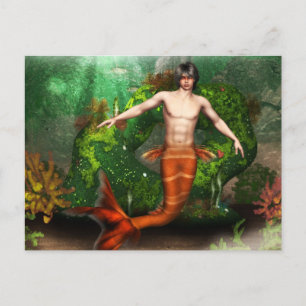 Merman Swimming Postcard Vykort