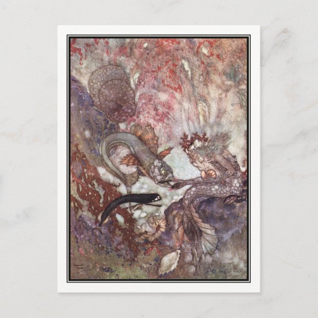 Mermankungen av Edmund Dulac Vykort (Framsida)