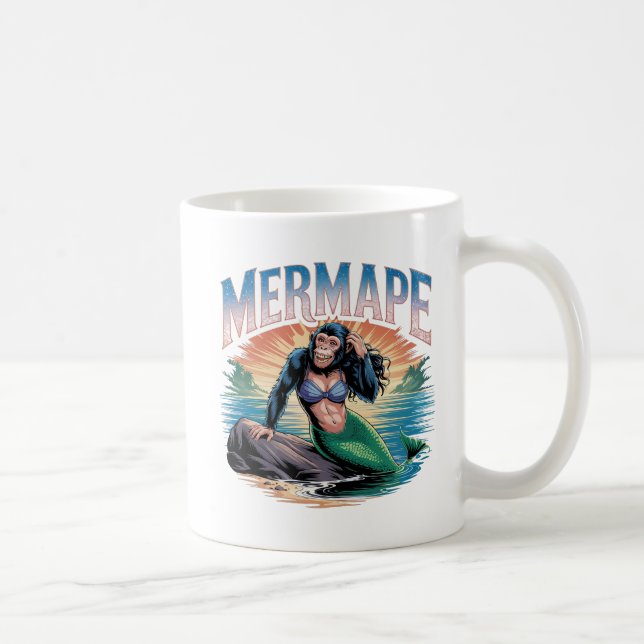 Mermape Illustration Combo Creature Funny Kaffemugg (Höger)