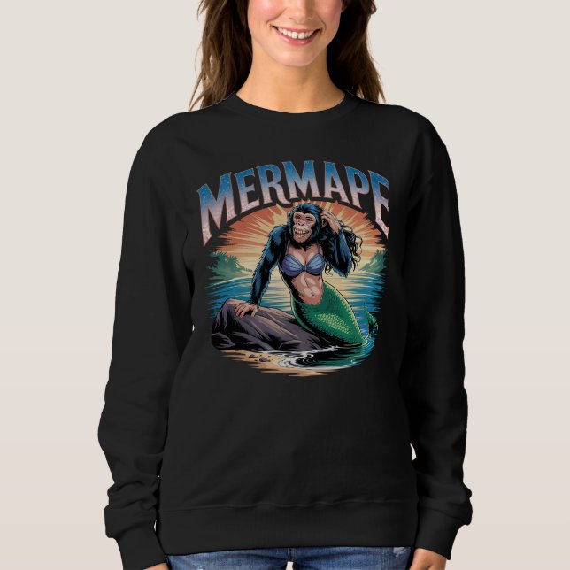 Mermape Illustration Combo Creature Funny T Shirt (Framsida)