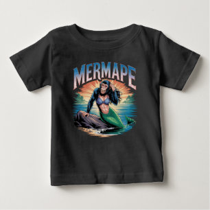 Mermape Illustration – Sjöjungfru Apa Roligt Djur T Shirt