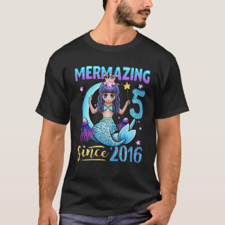 Mermazing sedan 2016 5 års Old Girl Sjöjungfru 5th T Shirt