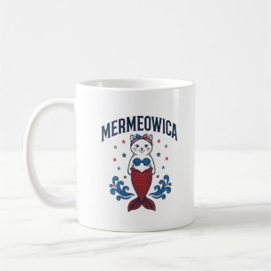 Mermeowica Patriotisk Katt Havsfrusken Tröja Desig Kaffemugg