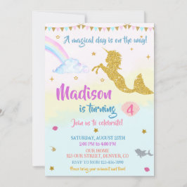 Mermicorn-födelsedagsinbjudan Girl Magic party Inbjudningar