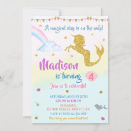 Mermicorn-födelsedagsinbjudan Girl Magic party Inbjudningar