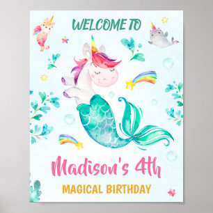 Mermicorn Welcome party-tecken Magic födelseatteck Poster